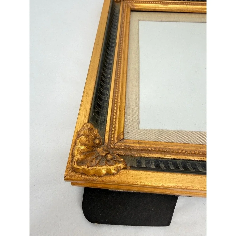 Burnes of Boston Picture Frame Gold Black Ornate Shell Corner Scrollwork Baroque